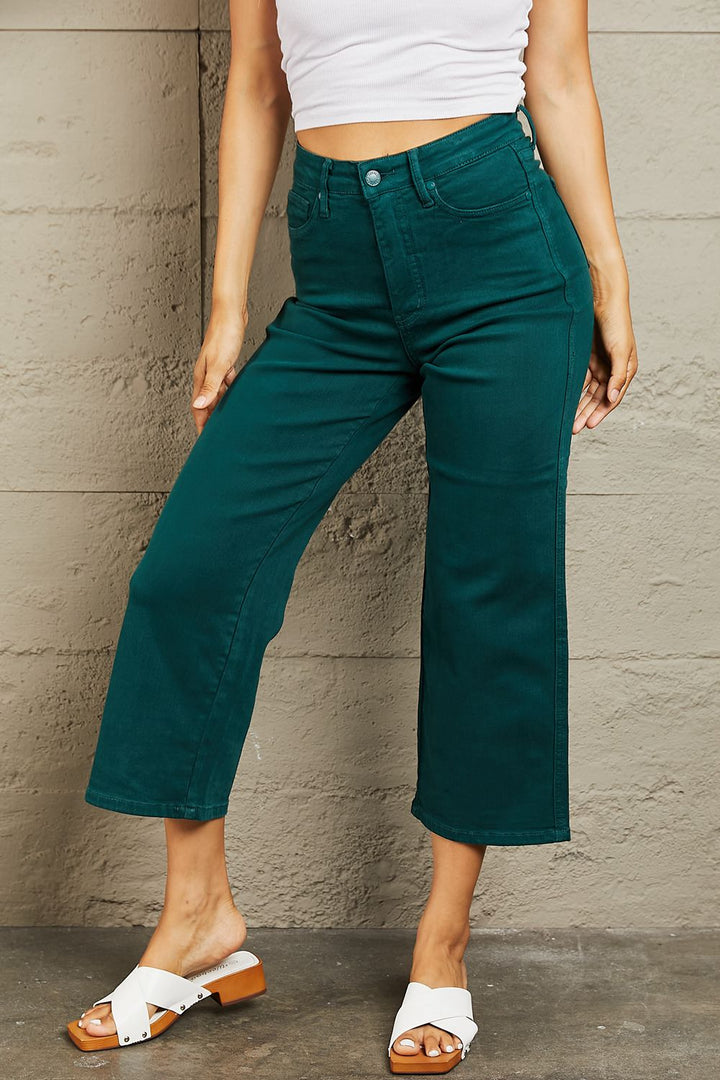 Judy Blue Hailey Full Size Tummy Control High Waisted Cropped Wide Leg Jeans - Judy Blue Jeans Boutique