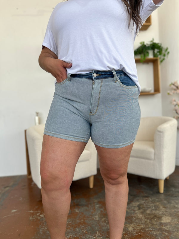 Judy Blue Full Size Color Block Denim Shorts - Judy Blue Jeans Boutique