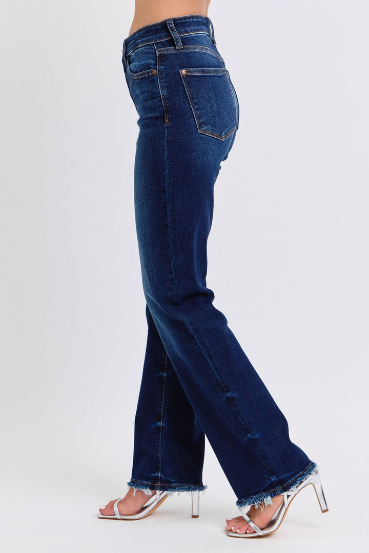 Judy Blue Full Size Raw Hem Straight Leg Jeans - Judy Blue Jeans Boutique