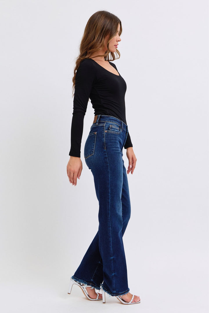 Judy Blue Full Size Raw Hem Straight Leg Jeans - Judy Blue Jeans Boutique