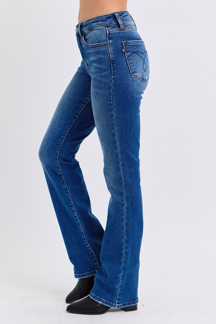 Judy Blue Full Size Run Mid-Rise Bootcut Jeans with Thermal Lining - Judy Blue Jeans Boutique
