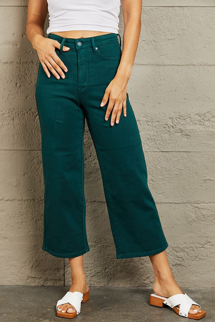 Judy Blue Hailey Full Size Tummy Control High Waisted Cropped Wide Leg Jeans - Judy Blue Jeans Boutique