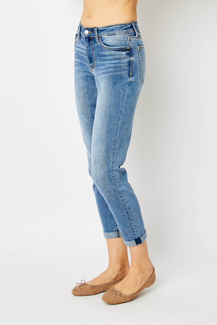 Judy Blue Full Size Cuffed Hem Slim Jeans - Judy Blue Jeans Boutique