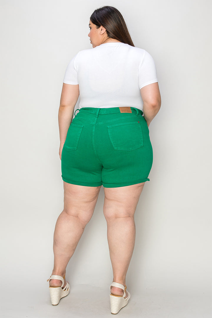 Judy Blue Full Size Tummy Control Garment Dyed Denim Shorts - Judy Blue Jeans Boutique