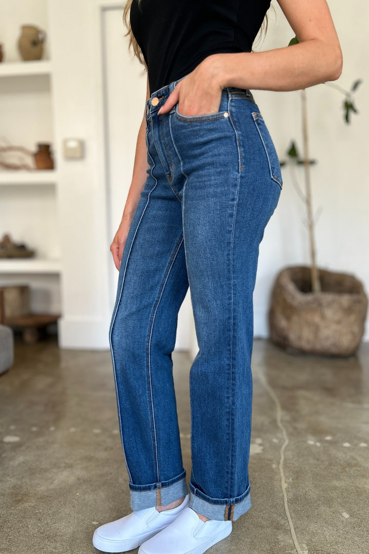 Judy Blue Full Size High Waist Front Seam Detail Straight Jeans - Judy Blue Jeans Boutique