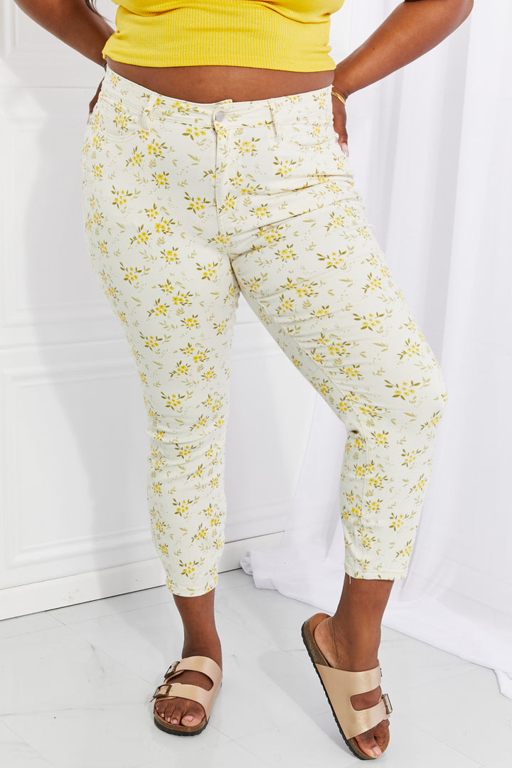 Judy Blue Full Size Golden Meadow Floral Skinny Jeans - Judy Blue Jeans Boutique