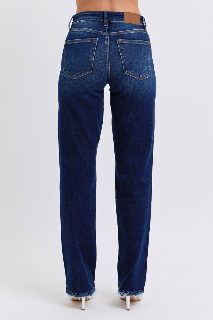 Judy Blue Full Size Raw Hem Straight Leg Jeans - Judy Blue Jeans Boutique