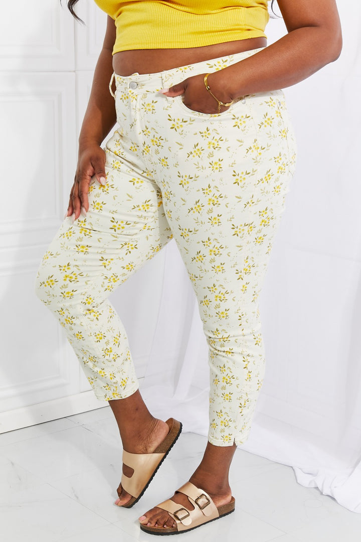 Judy Blue Full Size Golden Meadow Floral Skinny Jeans - Judy Blue Jeans Boutique