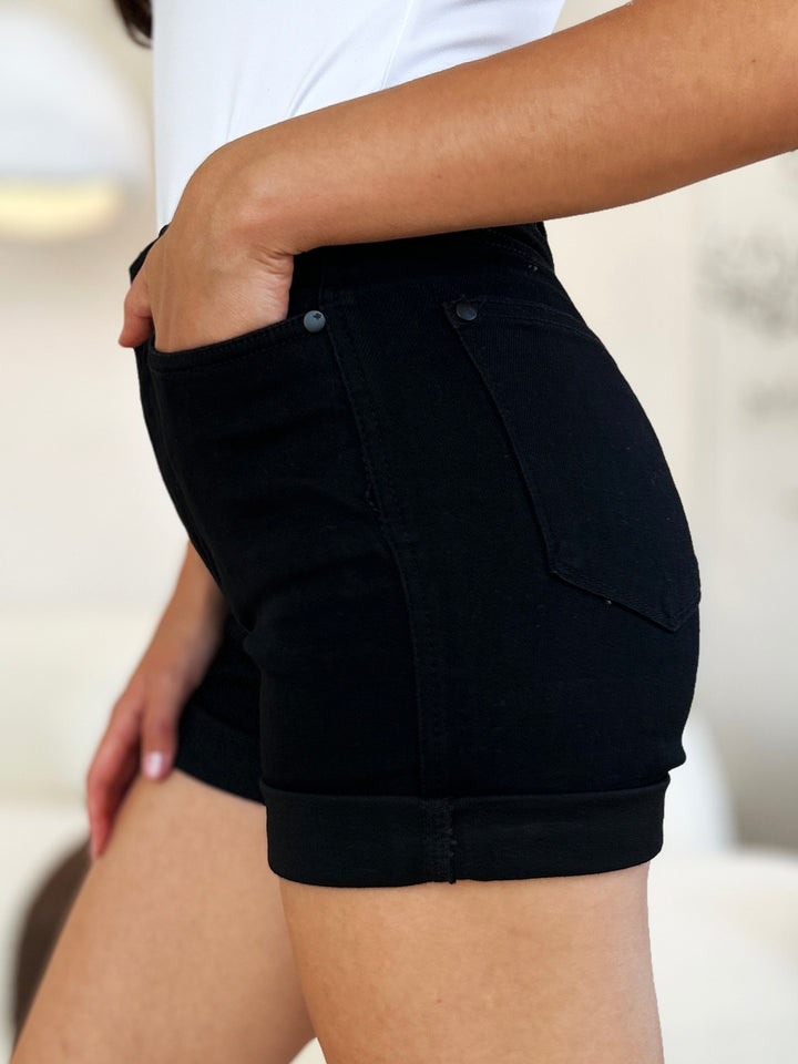 Judy Blue Full Size High Waist Tummy Control Cuffed Denim Shorts - Judy Blue Jeans Boutique