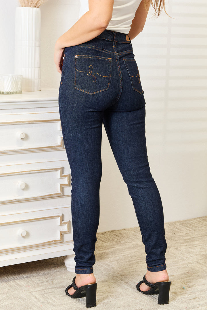 Judy Blue Full Size High Waist Pocket Embroidered Skinny Jeans - Judy Blue Jeans Boutique