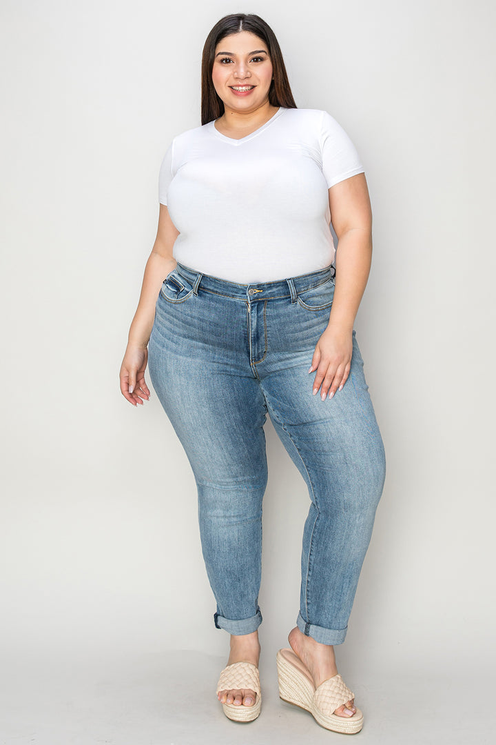 Judy Blue Full Size Cuffed Hem Slim Jeans - Judy Blue Jeans Boutique