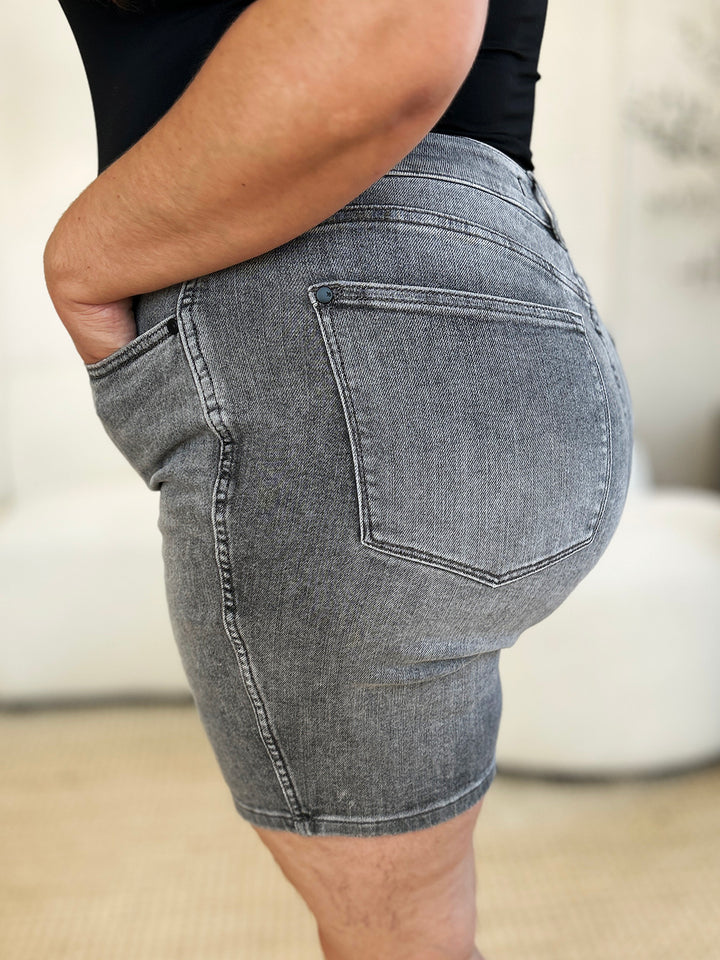 Judy Blue Full Size High Waist Washed Denim Shorts - Judy Blue Jeans Boutique