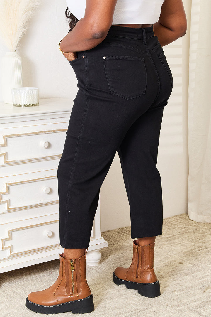 Judy Blue Full Size High Waist Wide Raw Hem Cropped Jeans - Judy Blue Jeans Boutique