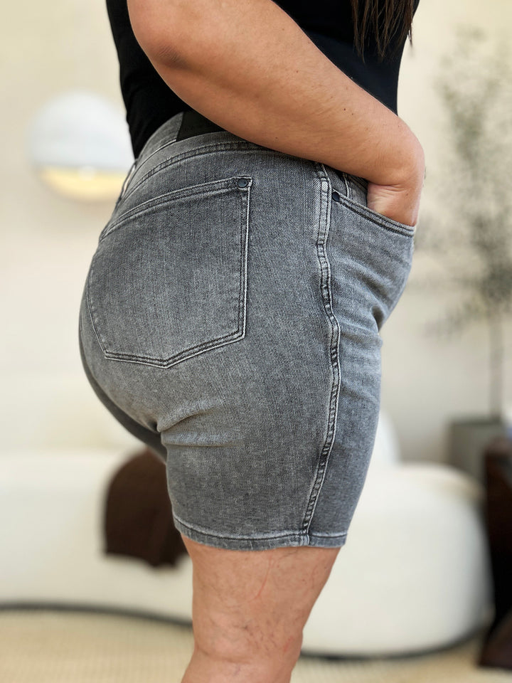 Judy Blue Full Size High Waist Washed Denim Shorts - Judy Blue Jeans Boutique