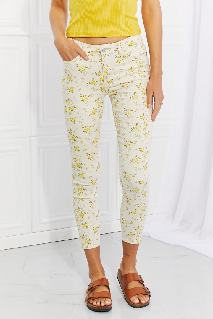 Judy Blue Full Size Golden Meadow Floral Skinny Jeans - Judy Blue Jeans Boutique
