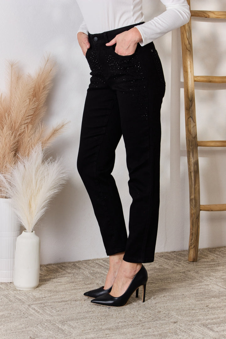 Judy Blue Full Size Rhinestone Embellished Slim Jeans - Judy Blue Jeans Boutique