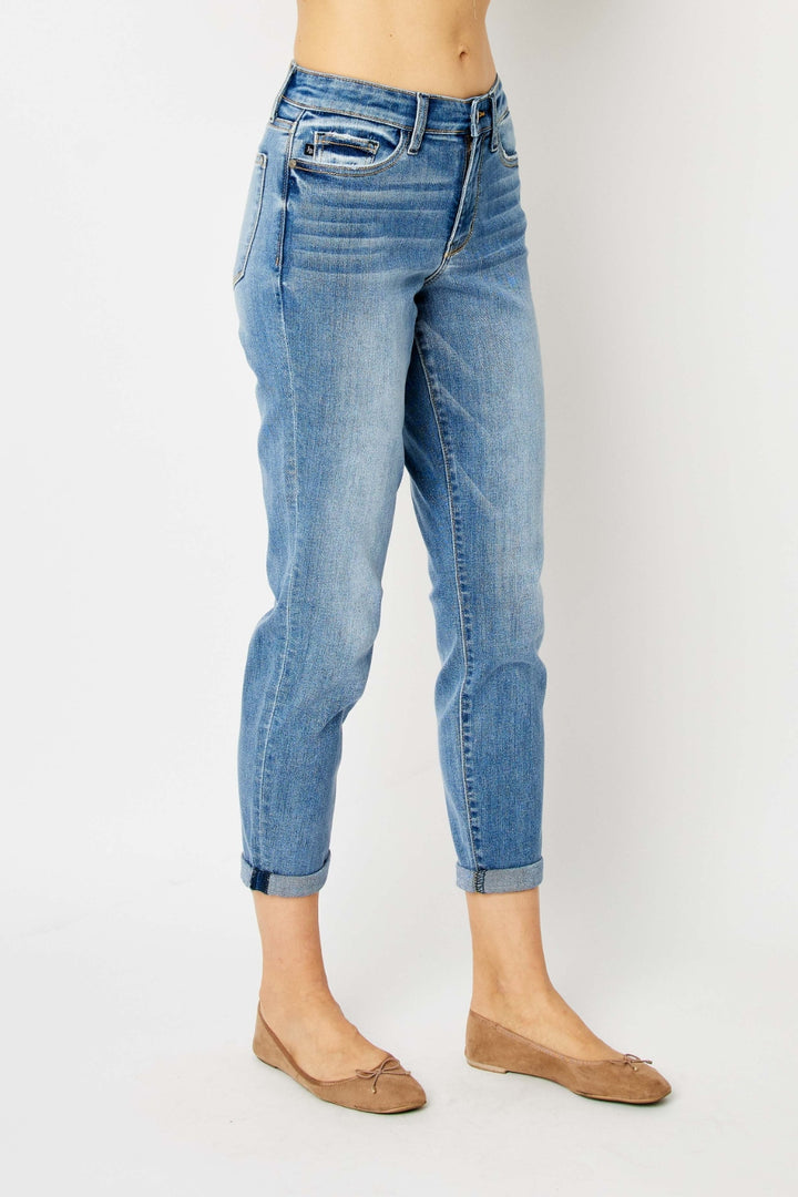 Judy Blue Full Size Cuffed Hem Slim Jeans - Judy Blue Jeans Boutique