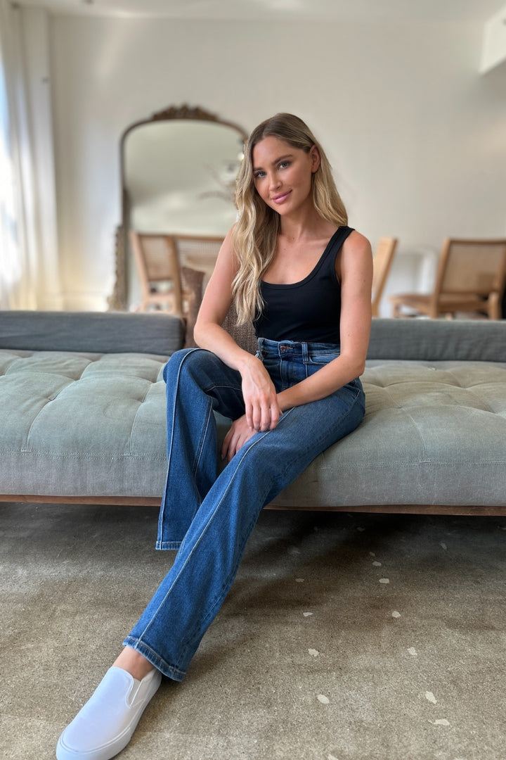 Judy Blue Full Size High Waist Front Seam Detail Straight Jeans - Judy Blue Jeans Boutique