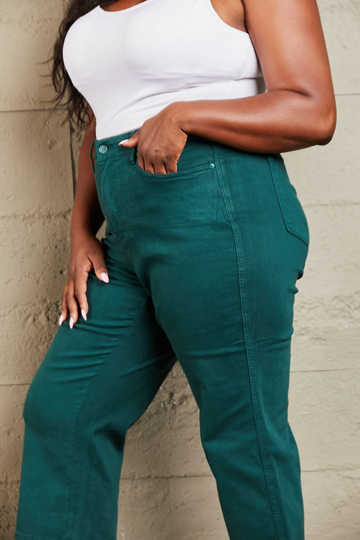 Judy Blue Hailey Full Size Tummy Control High Waisted Cropped Wide Leg Jeans - Judy Blue Jeans Boutique