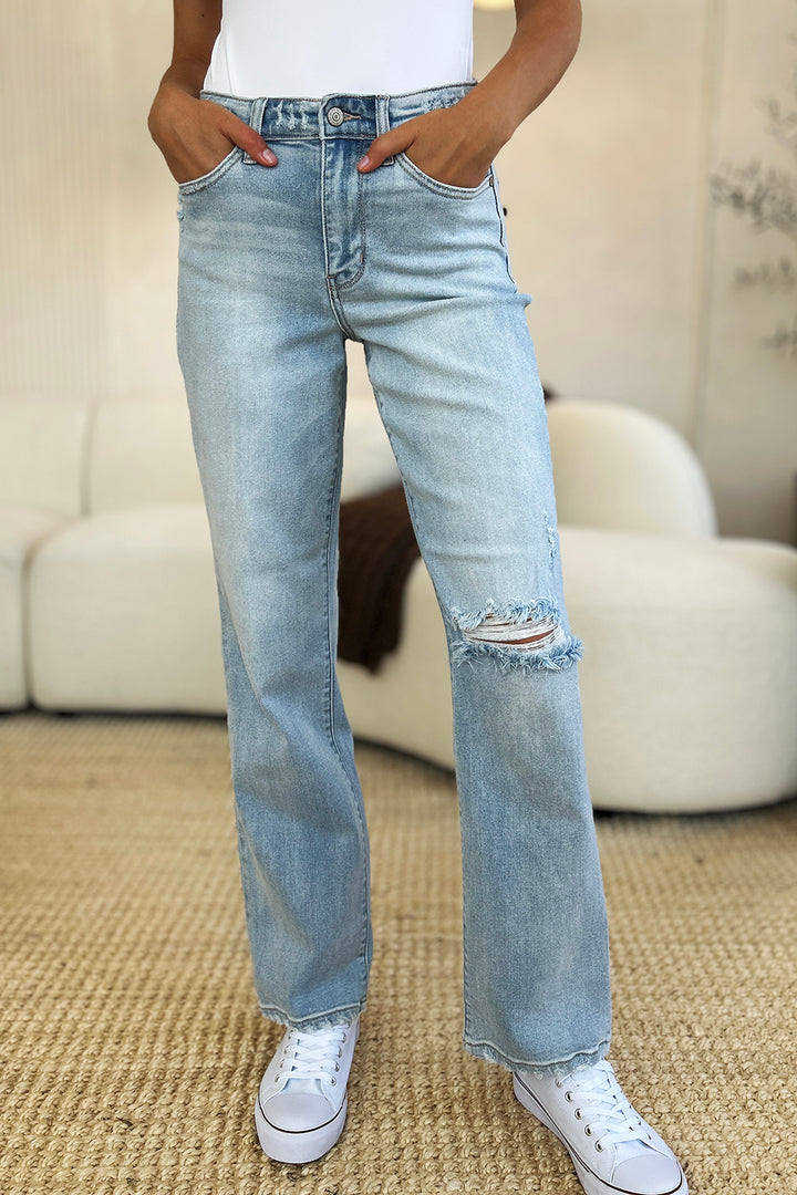 Judy Blue Full Size High Waist Distressed Straight Jeans - Judy Blue Jeans Boutique