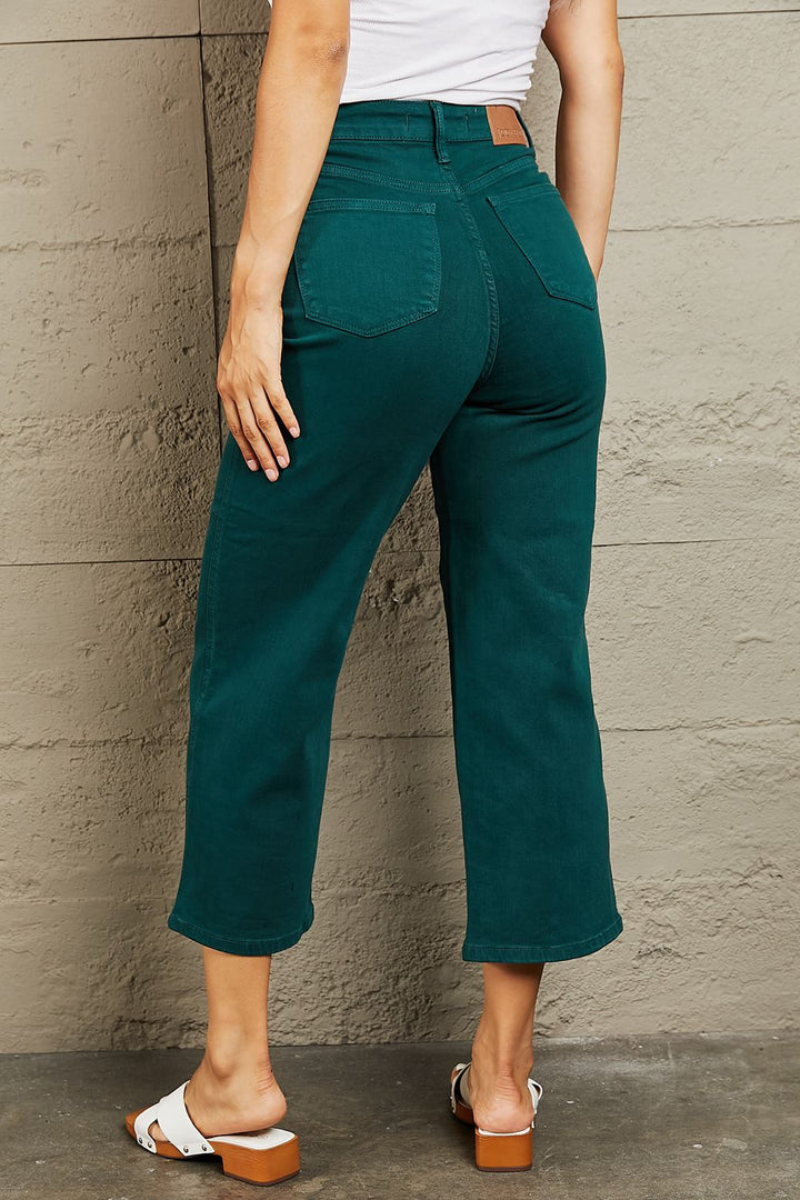 Judy Blue Hailey Full Size Tummy Control High Waisted Cropped Wide Leg Jeans - Judy Blue Jeans Boutique