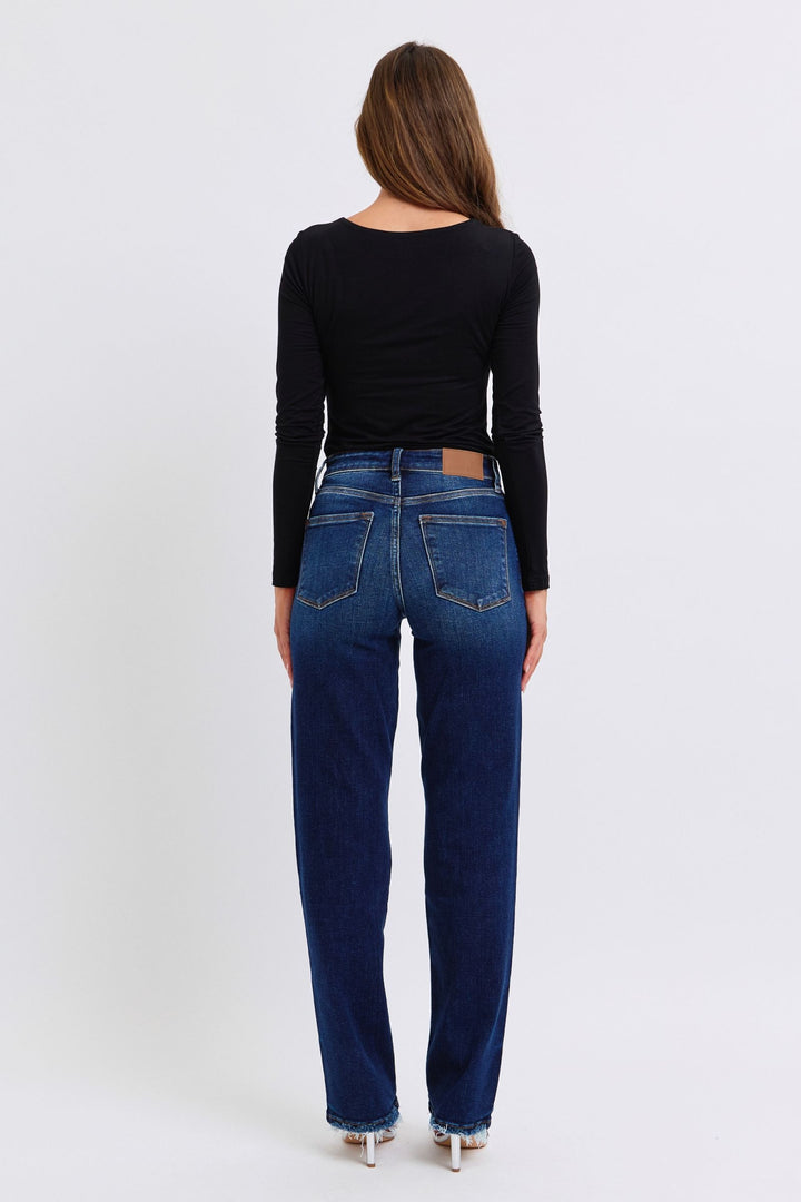 Judy Blue Full Size Raw Hem Straight Leg Jeans - Judy Blue Jeans Boutique