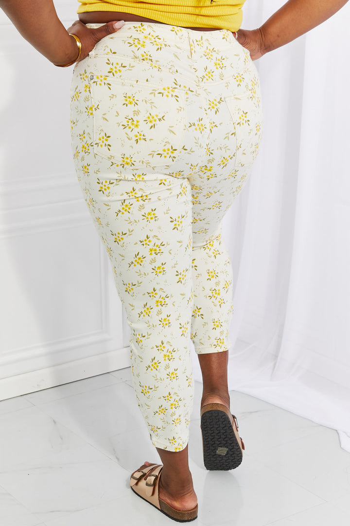 Judy Blue Full Size Golden Meadow Floral Skinny Jeans - Judy Blue Jeans Boutique
