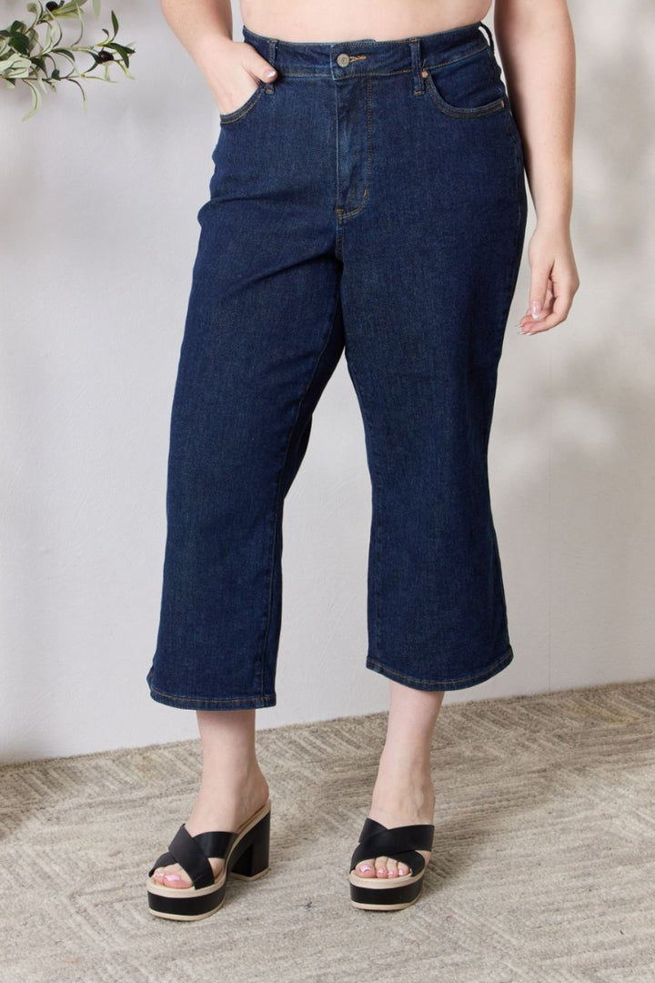 Judy Blue Full Size High Waist Cropped Wide Leg Jeans - Judy Blue Jeans Boutique