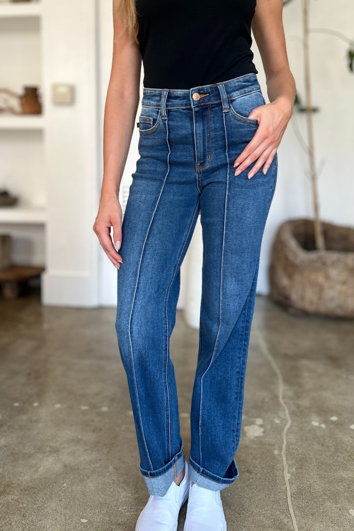 Judy Blue Full Size High Waist Front Seam Detail Straight Jeans - Judy Blue Jeans Boutique