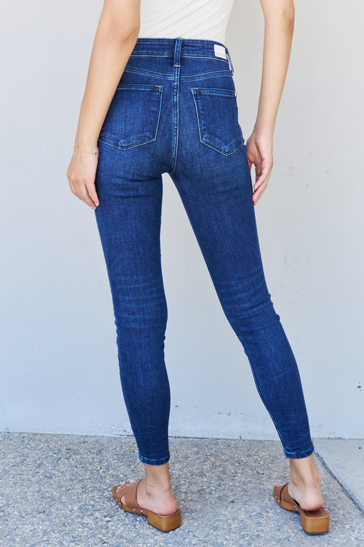 Judy Blue Marie Full Size Mid Rise Crinkle Ankle Detail Skinny Jeans - Judy Blue Jeans Boutique