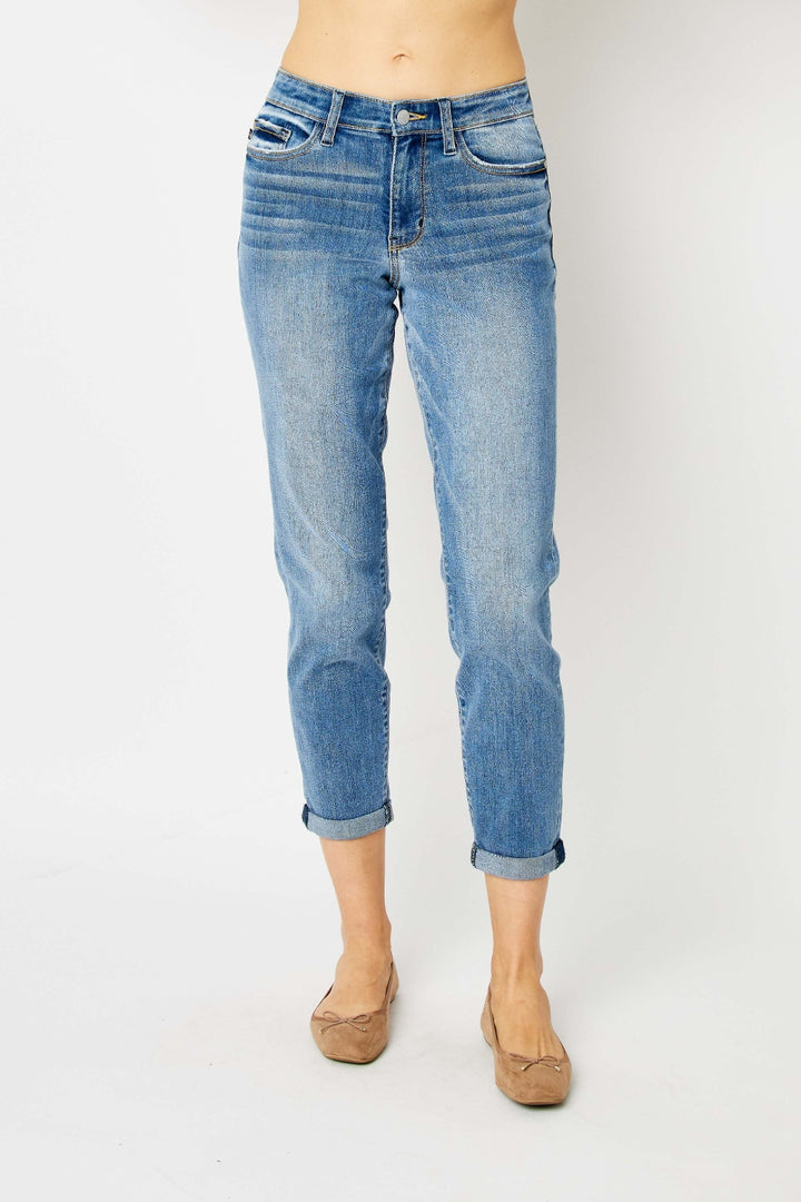 Judy Blue Full Size Cuffed Hem Slim Jeans - Judy Blue Jeans Boutique