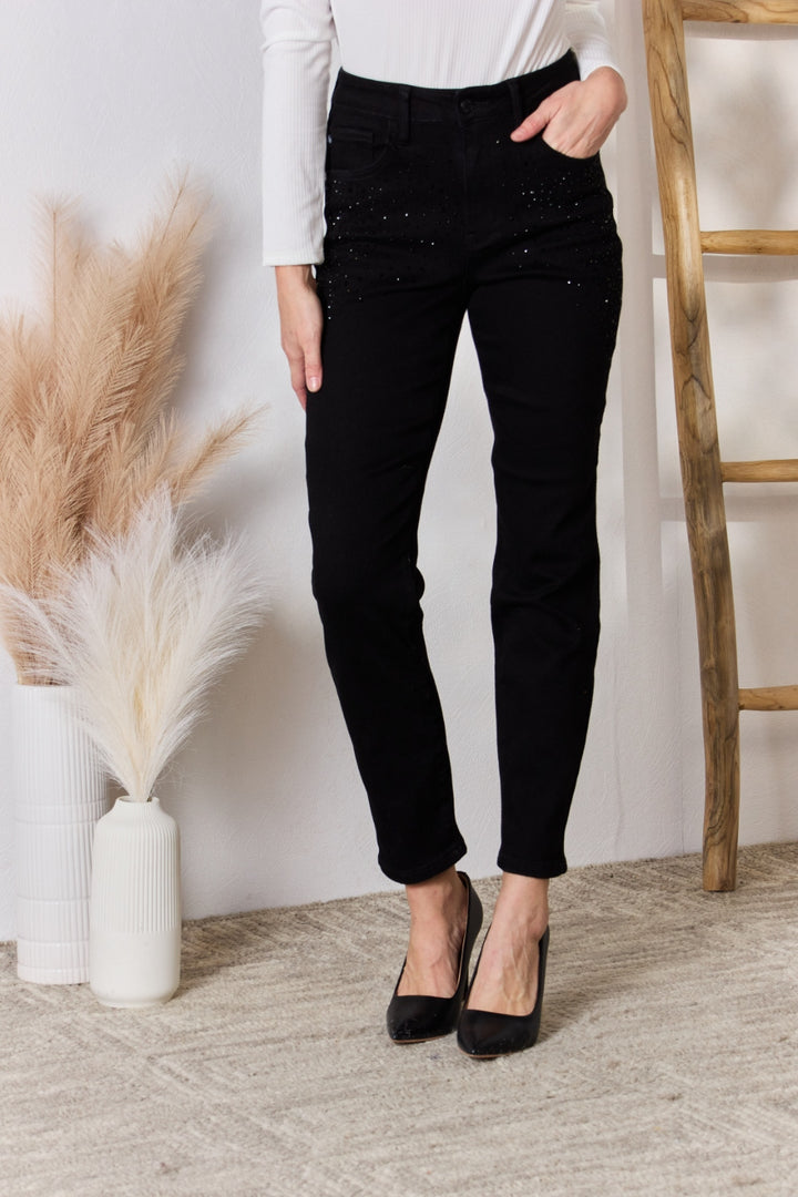 Judy Blue Full Size Rhinestone Embellished Slim Jeans - Judy Blue Jeans Boutique