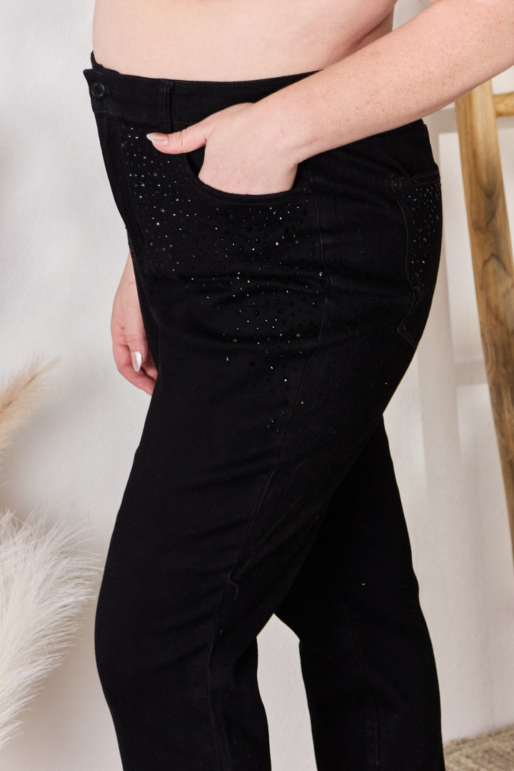 Judy Blue Full Size Rhinestone Embellished Slim Jeans - Judy Blue Jeans Boutique
