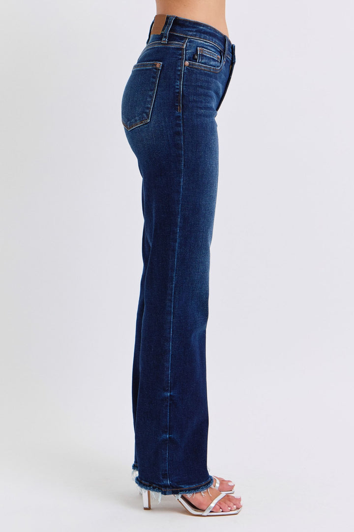 Judy Blue Full Size Raw Hem Straight Leg Jeans - Judy Blue Jeans Boutique