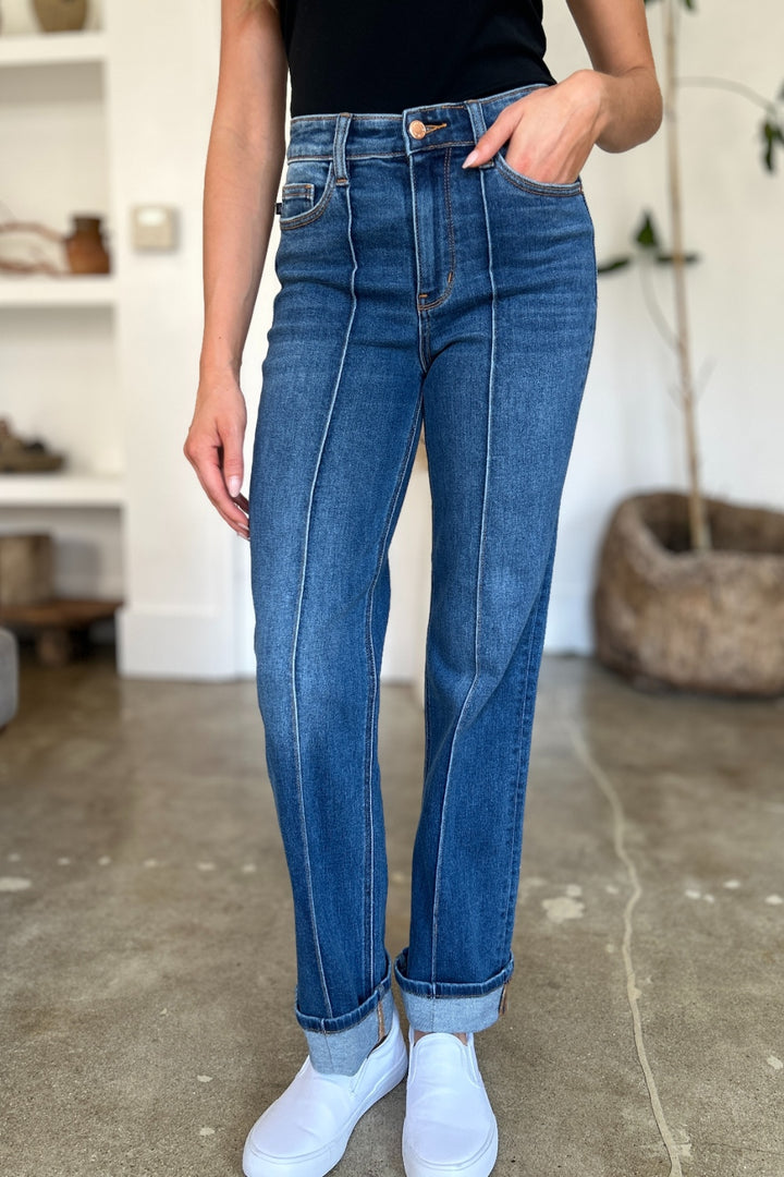 Judy Blue Full Size High Waist Front Seam Detail Straight Jeans - Judy Blue Jeans Boutique