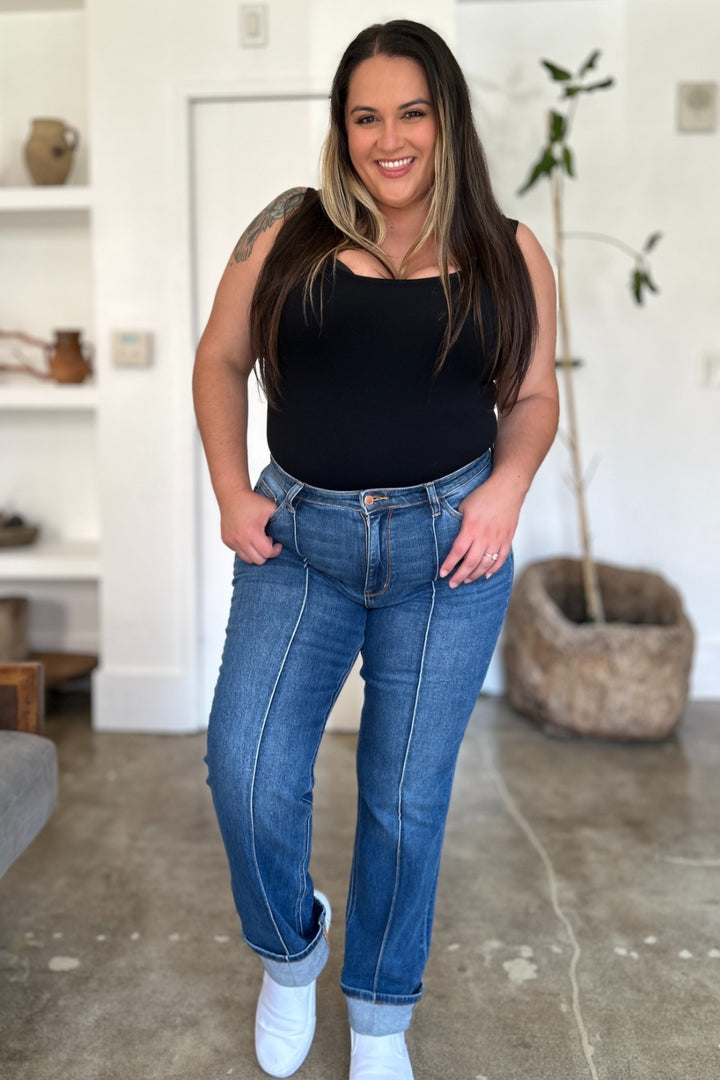 Judy Blue Full Size High Waist Front Seam Detail Straight Jeans - Judy Blue Jeans Boutique