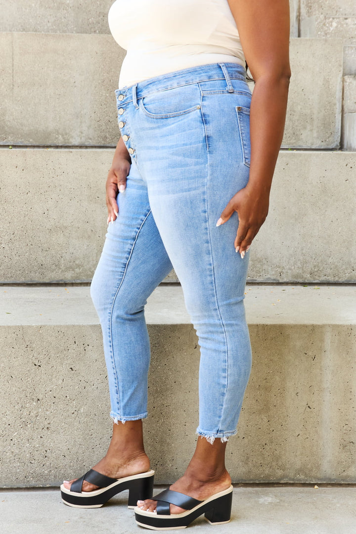 Judy Blue Full Size Button Fly Raw Hem Jeans - Judy Blue Jeans Boutique