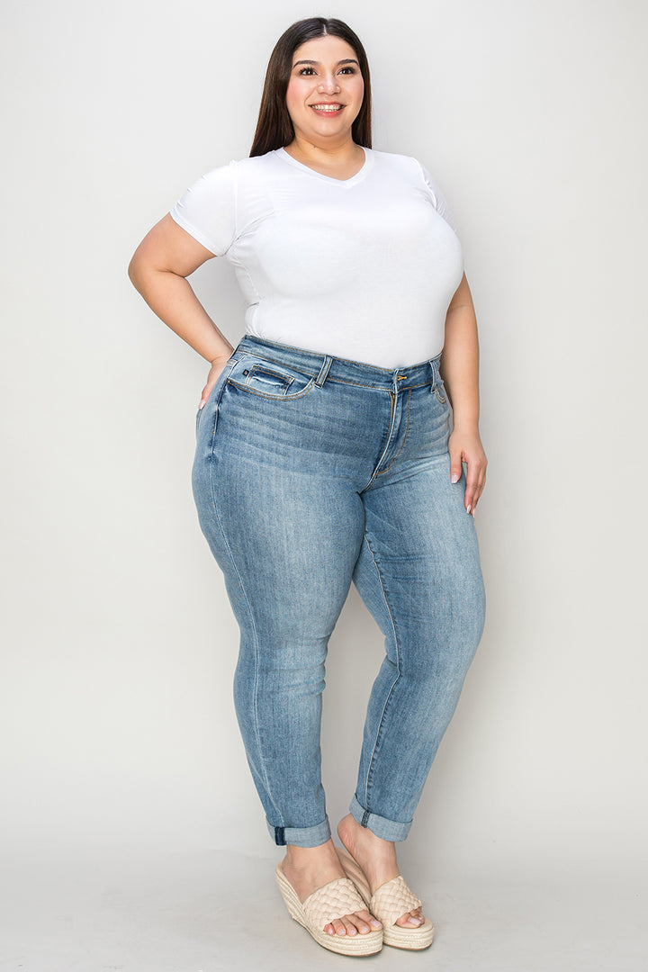 Judy Blue Full Size Cuffed Hem Slim Jeans - Judy Blue Jeans Boutique
