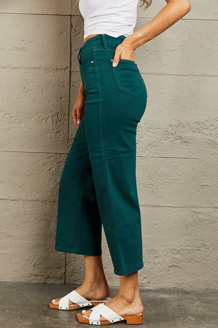 Judy Blue Hailey Full Size Tummy Control High Waisted Cropped Wide Leg Jeans - Judy Blue Jeans Boutique