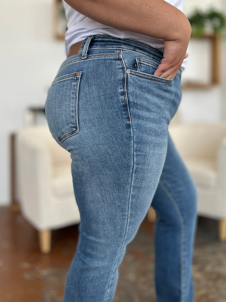 Judy Blue Full Size Mid-Rise Waist Straight Jeans - Judy Blue Jeans Boutique