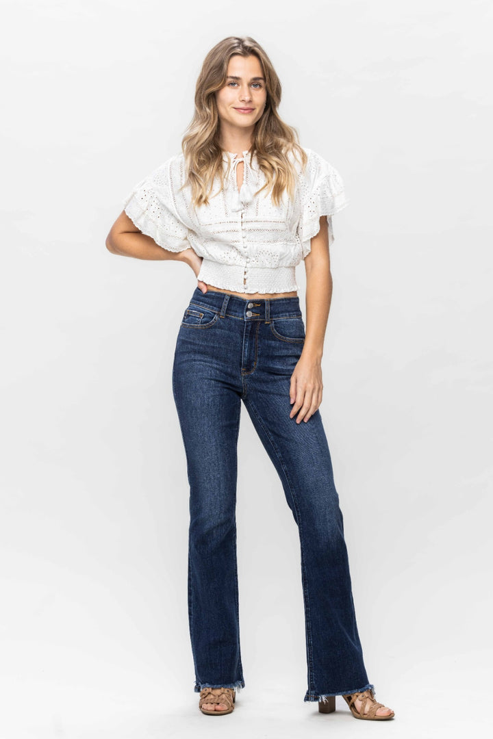 Judy Blue Full Size Frayed Hem Bootcut Jeans - Judy Blue Jeans Boutique