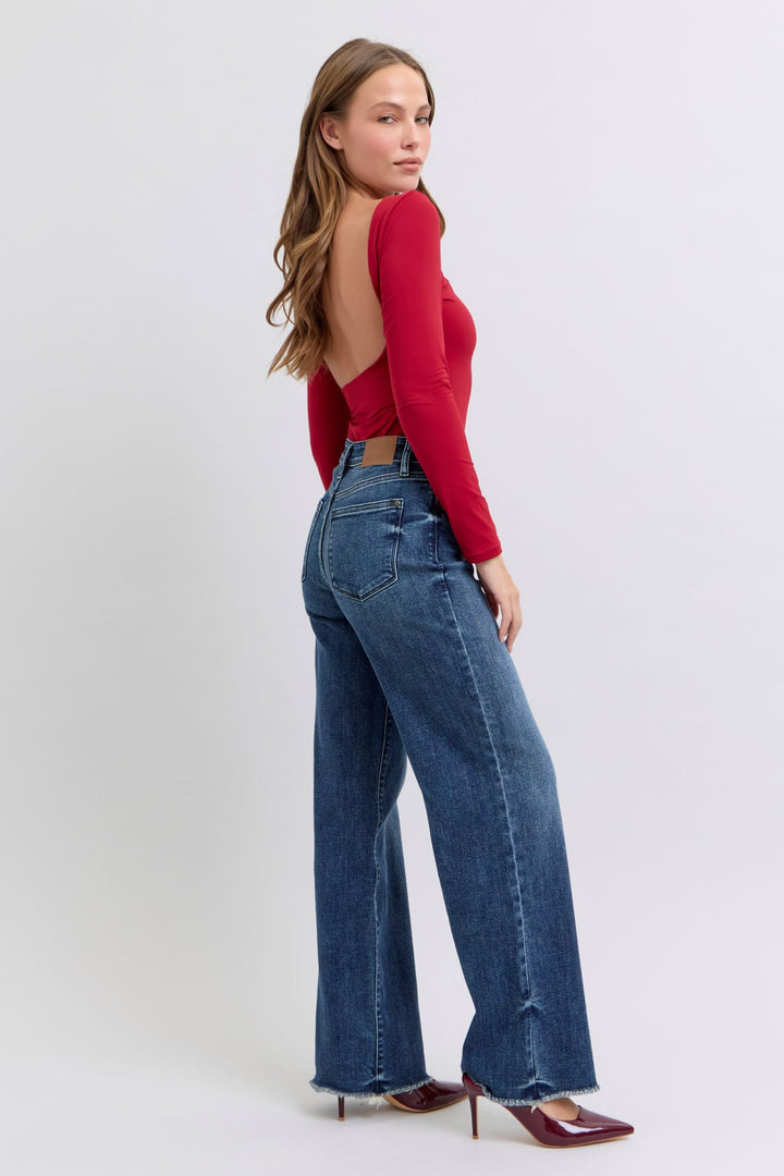 Judy Blue Full Size Raw Hem Mid Rise Jeans - Judy Blue Jeans Boutique