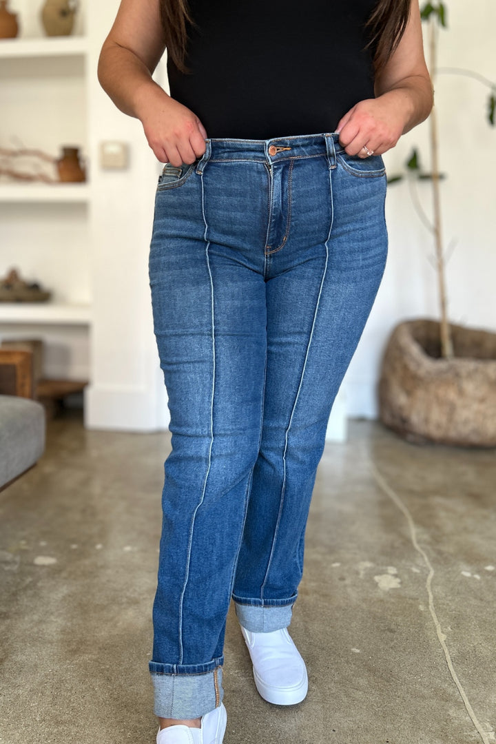 Judy Blue Full Size High Waist Front Seam Detail Straight Jeans - Judy Blue Jeans Boutique