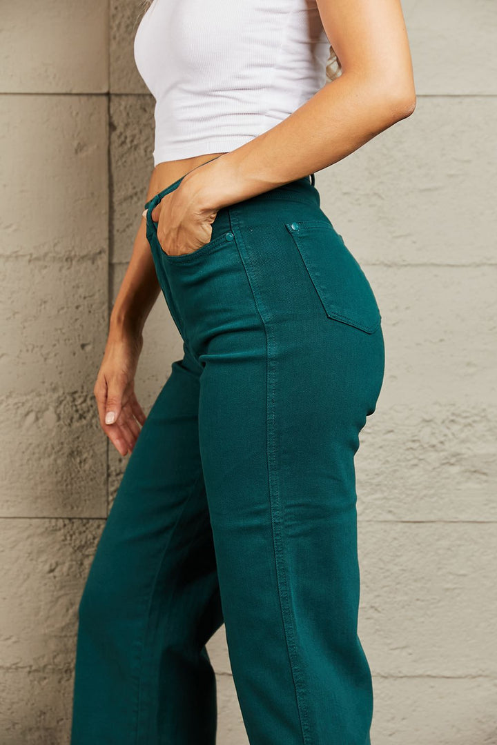 Judy Blue Hailey Full Size Tummy Control High Waisted Cropped Wide Leg Jeans - Judy Blue Jeans Boutique