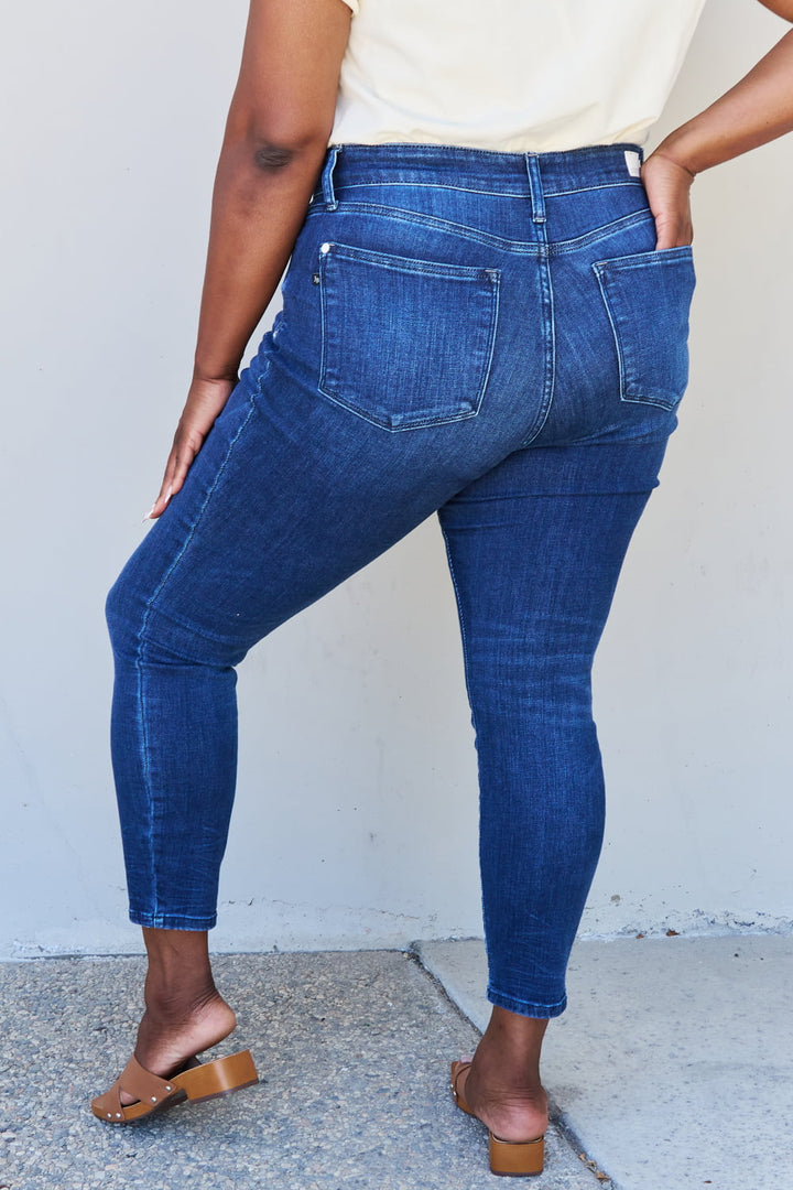 Judy Blue Marie Full Size Mid Rise Crinkle Ankle Detail Skinny Jeans - Judy Blue Jeans Boutique