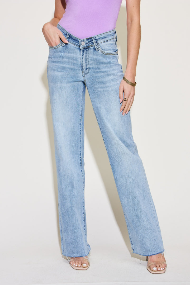 Judy Blue Full Size V Front Waistband Straight Jeans - Judy Blue Jeans Boutique