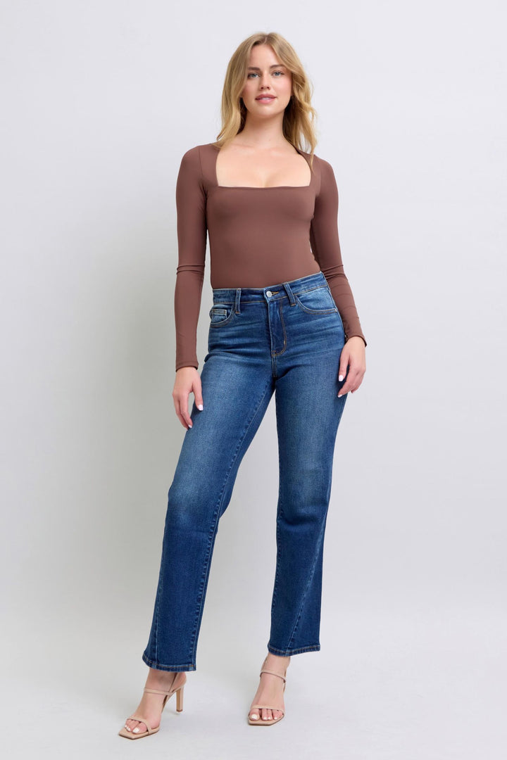 Judy Blue Full Size Side Seam Detail Straight Jeans with Pockets - Judy Blue Jeans Boutique