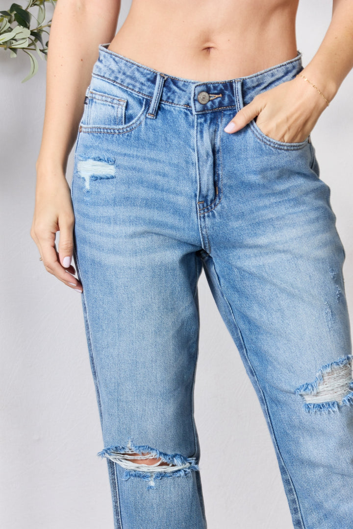 Judy Blue Full Size Distressed Raw Hem Straight Jeans - Judy Blue Jeans Boutique