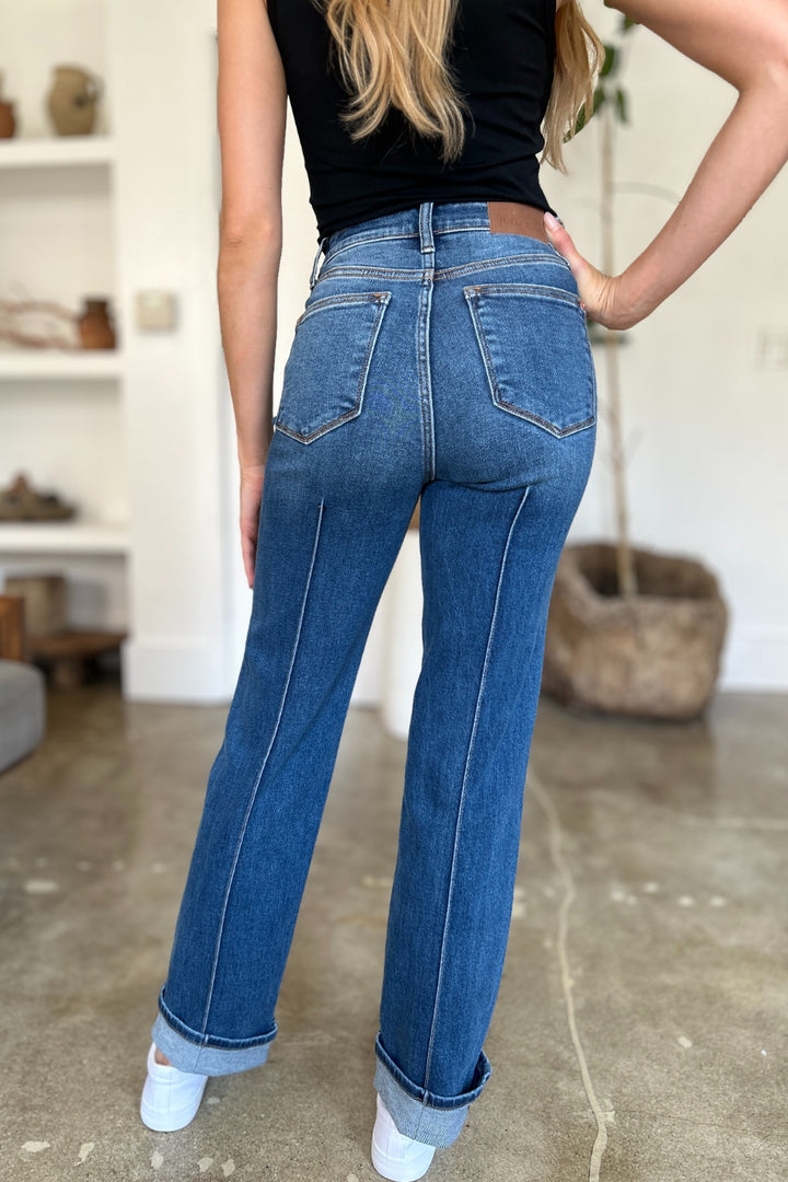 Judy Blue Full Size High Waist Front Seam Detail Straight Jeans - Judy Blue Jeans Boutique