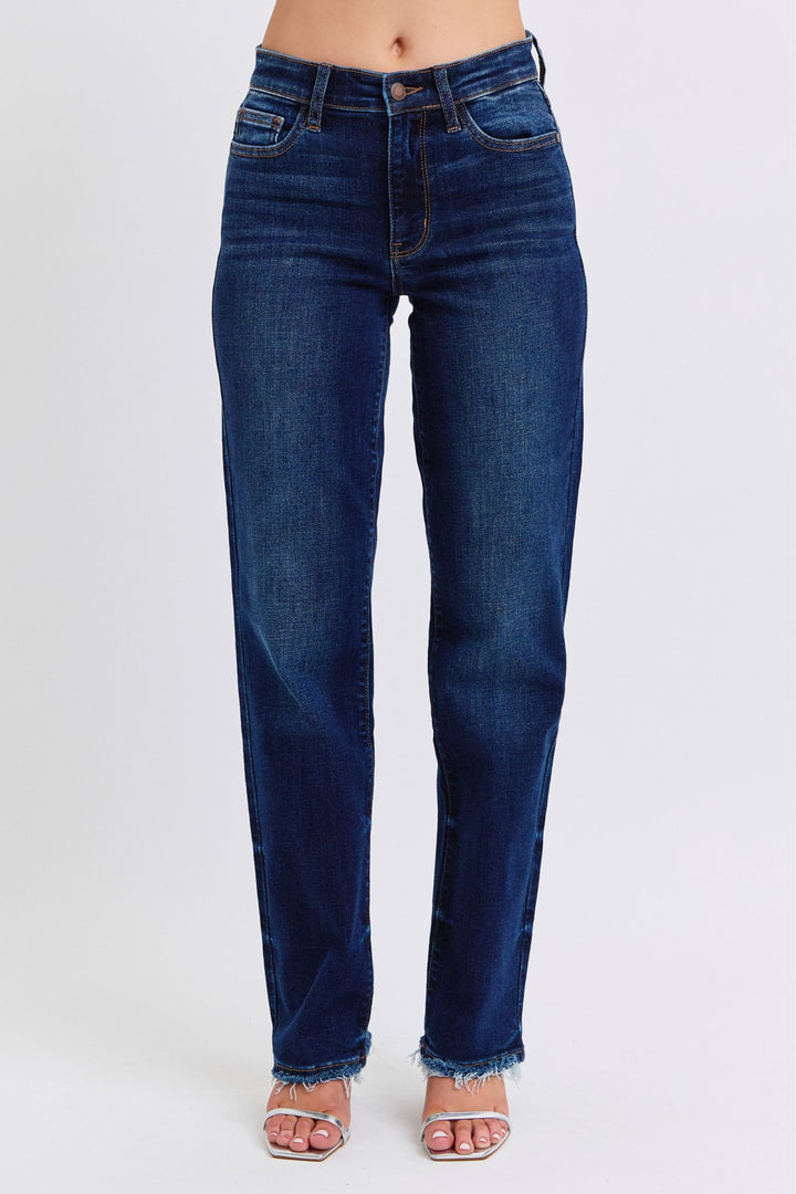 Judy Blue Full Size Raw Hem Straight Leg Jeans - Judy Blue Jeans Boutique